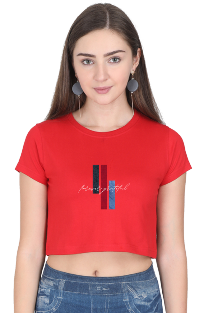 Forever Grateful Printed Crop Top – Trendy & Comfortable Women’s T-Shirt