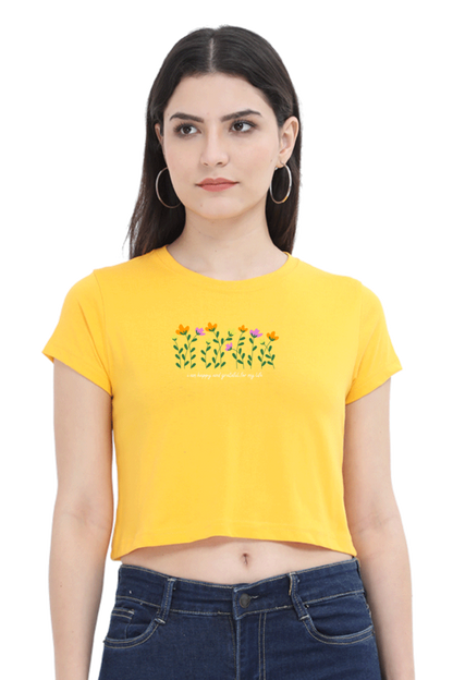 “I Am Happy and Grateful” Printed Crop Top T-Shirt