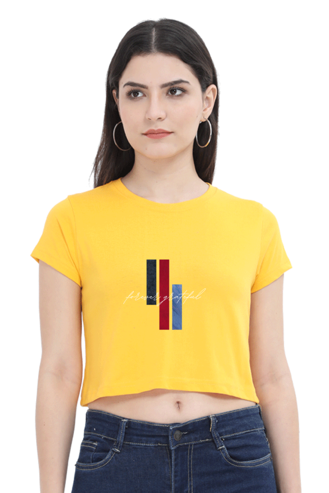 Forever Grateful Printed Crop Top – Trendy & Comfortable Women’s T-Shirt