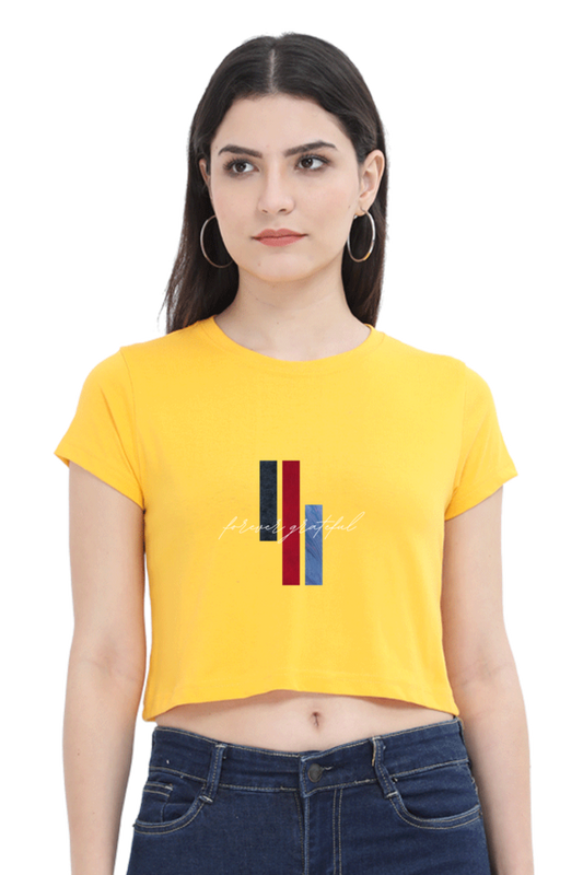 Forever Grateful Printed Crop Top – Trendy & Comfortable Women’s T-Shirt