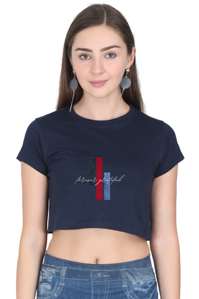 Forever Grateful Printed Crop Top – Trendy & Comfortable Women’s T-Shirt