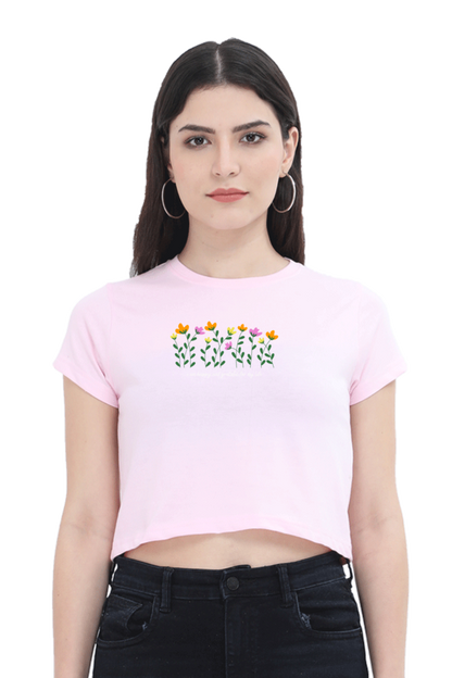 “I Am Happy and Grateful” Printed Crop Top T-Shirt