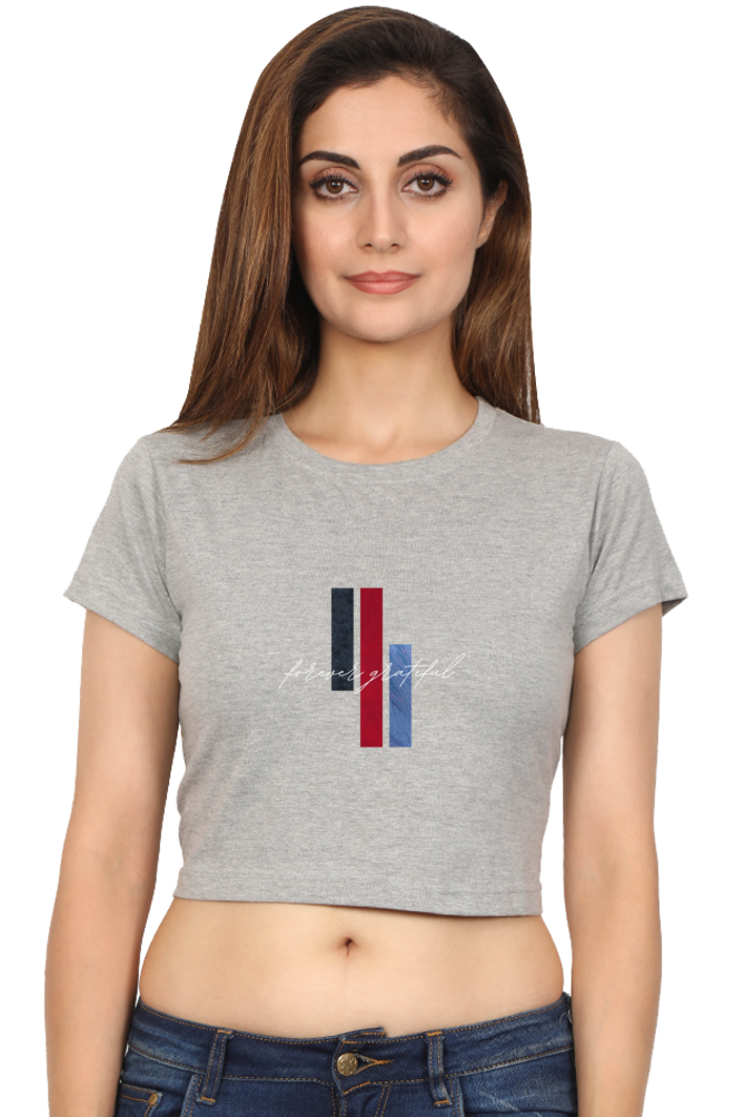 Forever Grateful Printed Crop Top – Trendy & Comfortable Women’s T-Shirt