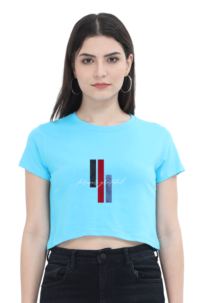Forever Grateful Printed Crop Top – Trendy & Comfortable Women’s T-Shirt