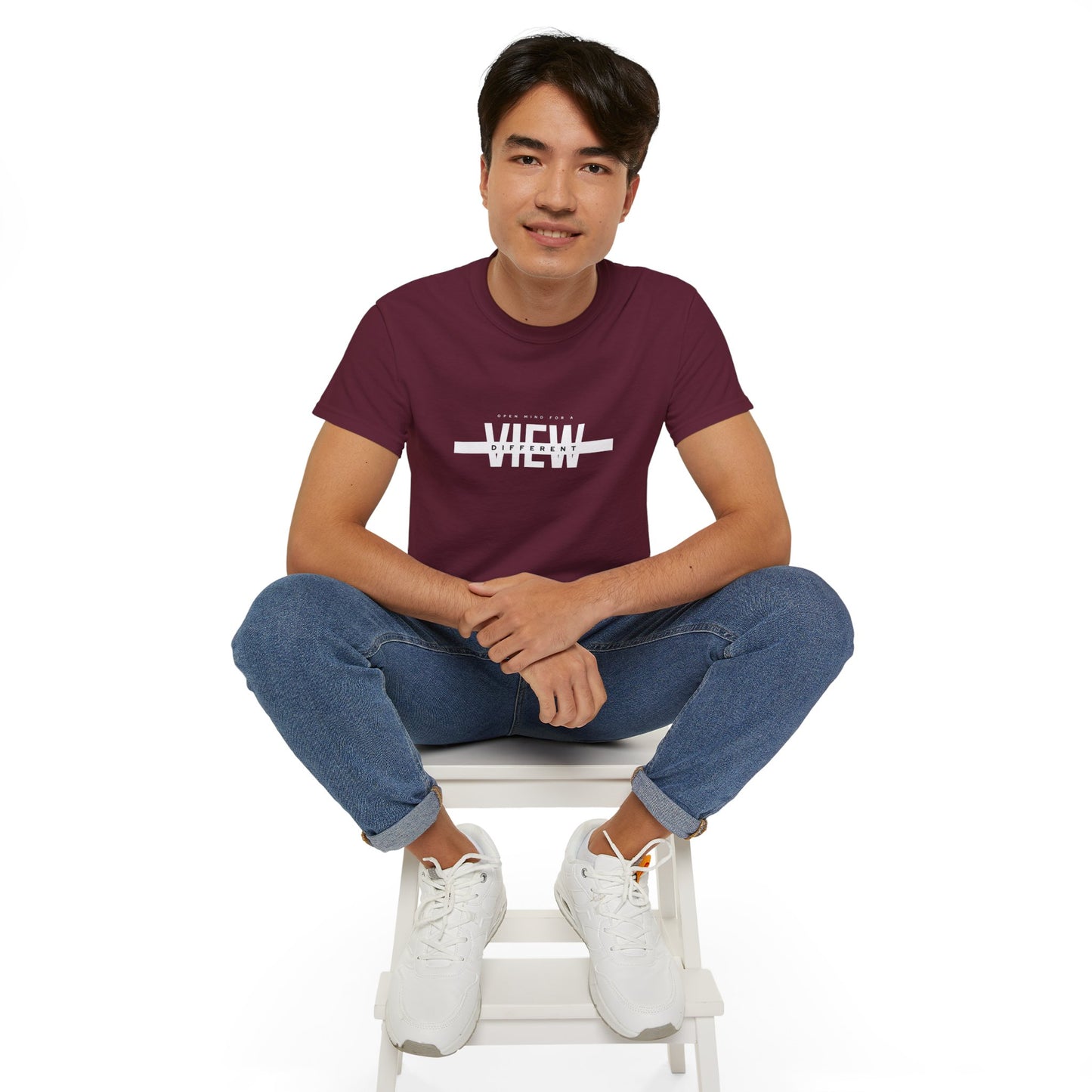 Open Mind for a View Different" Inspirational Printed T-Shirt