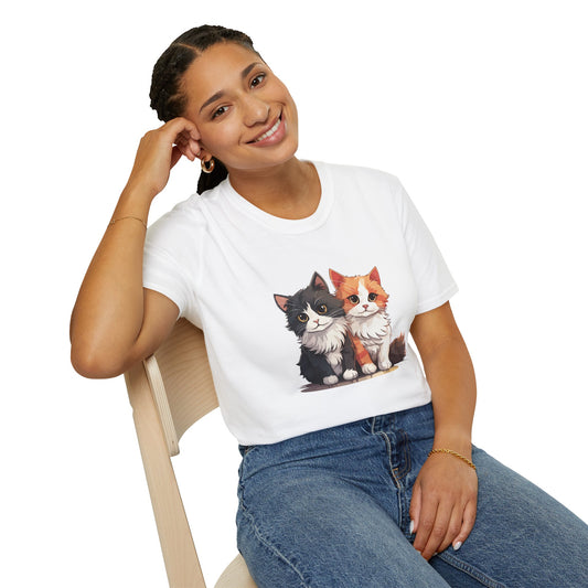 Twin Cat Printed T-Shirt – Cute & Comfy Feline Fashion