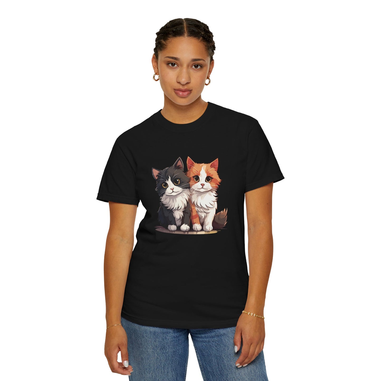 Twin Cat Printed T-Shirt – Cute & Comfy Feline Fashion